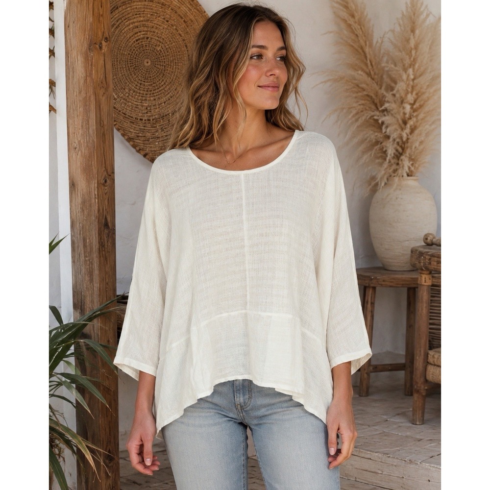 Free People We The Free Next Level Tee L Neutral Oversized Dolman Top